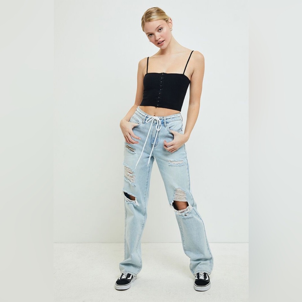 Pacsun Mom Jeans with shoe lace belt